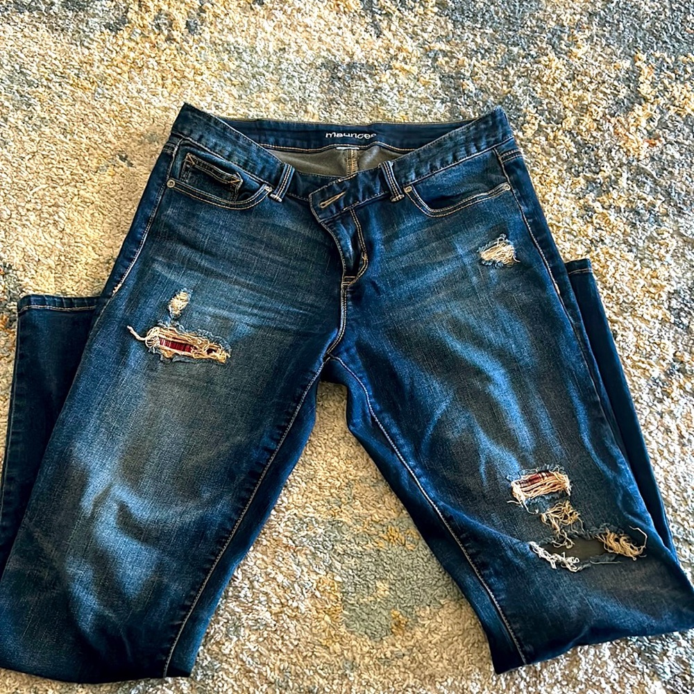 Old navy flannel ripped jeans, Size 10
